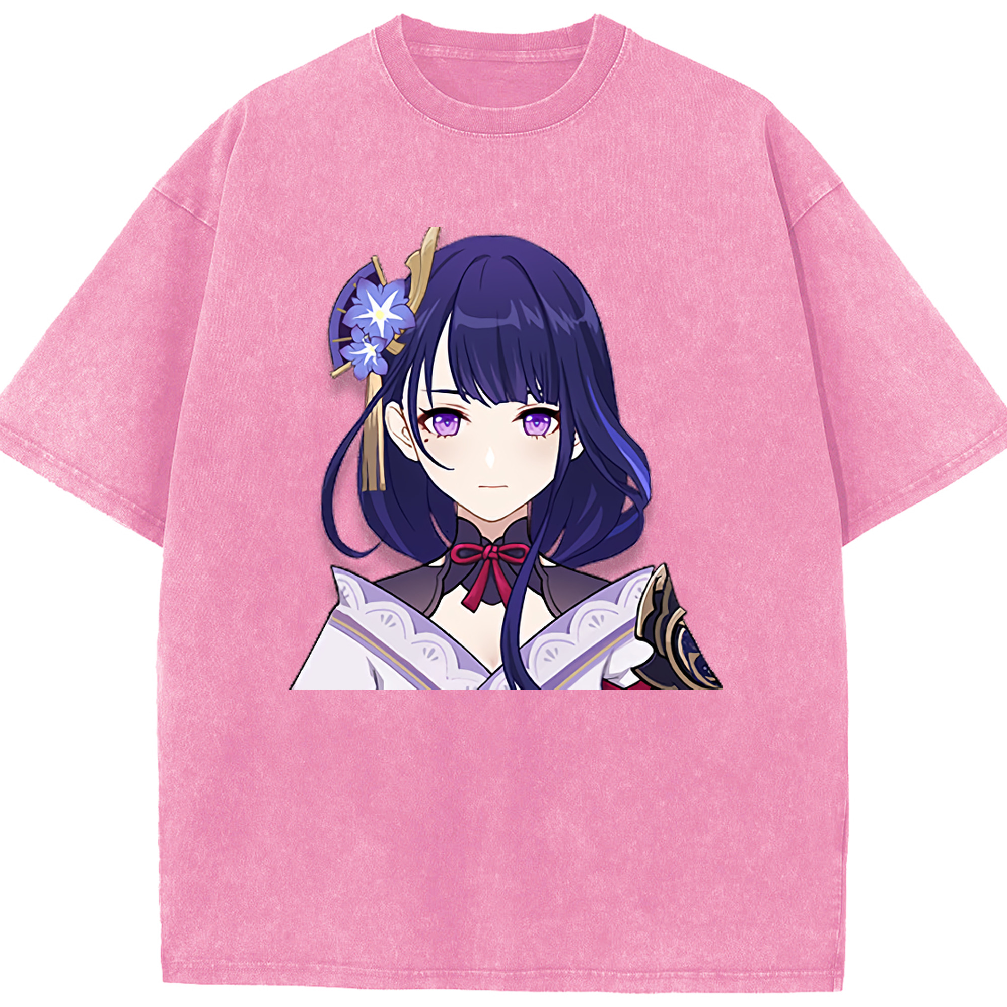 げんし神 雷電将軍 らいでんしょうぐん genshin Raiden Shogun 綿100% ヴィンテージ風 半袖Tシャツ（フロントプリント）